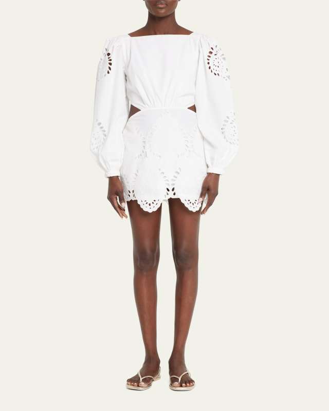 Lunar Relics Cutout Broderie Anglaise Mini Dress